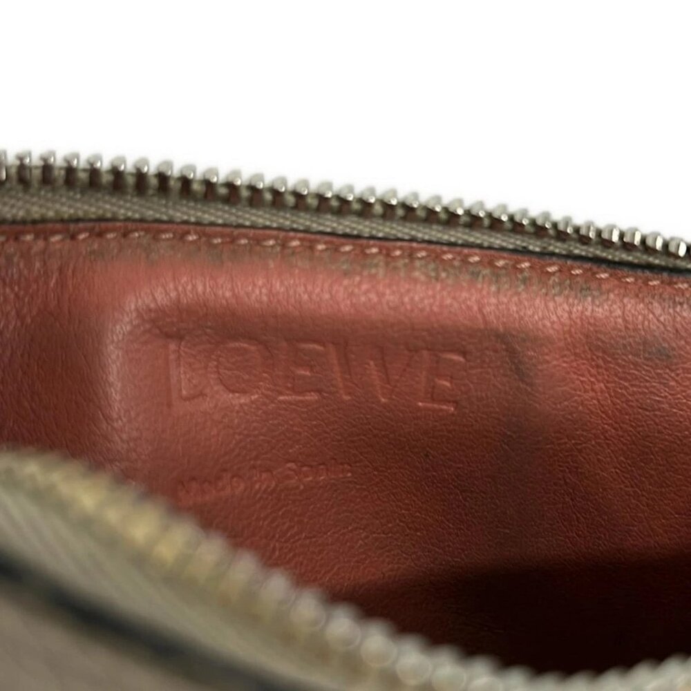 LOEWE Coin Card Holder - Gray Beige Light Brown Leather Coin Case - Picture 5 of 9
